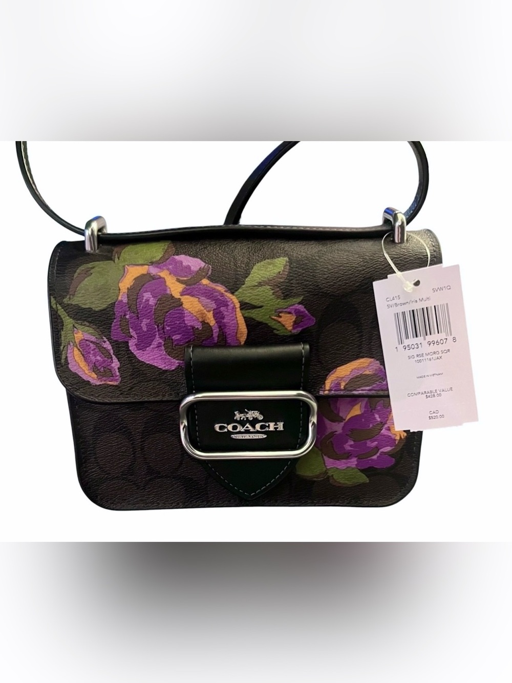 Coach Signature Rose Morgan Square Crossbody, NWT